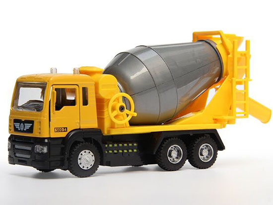 Kids Yellow Pull-Back Function Diecast Mixer Truck Toy