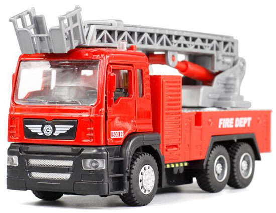 Red Kids Pull-Back Function Diecast Fire Engine Truck Toy