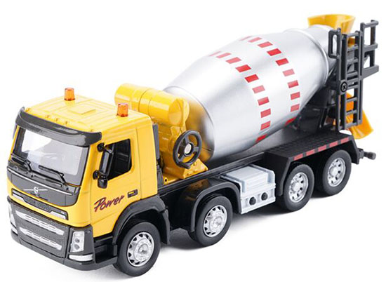 Kids White / Yellow Diecast Volvo Concrete Mixer Truck Toy