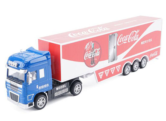 1:50 Blue / Yellow Kids Coca Cola Diecast Container Truck Toy