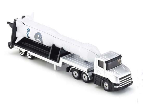 Silver Kids SIKU 1614 Diecast Lowbed Truck Toy With Rocket