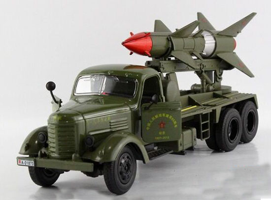 Kids 1:36 Army Green Guided Missile Diecast JieFang Army Truck