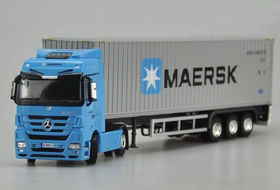 Blue 1:50 Maersk Diecast Mercedes-Benz Container Truck Model