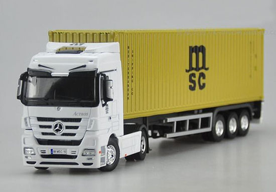 1:50 Yellow MSC Diecast Mercedes-Benz Container Truck Model
