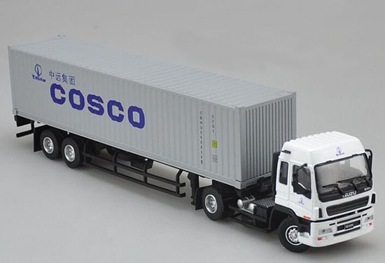 1:50 White / Blue COSCO Diecast Isuzu Container Truck Model