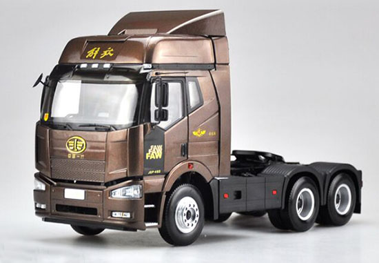 Brown 1:24 Scale Diecast FAW JieFang J6 Tractor Unit Model