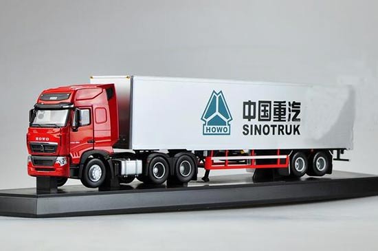 1:36 Scale Red Diecast Sinotruk HOWO A7 Semi Truck Model