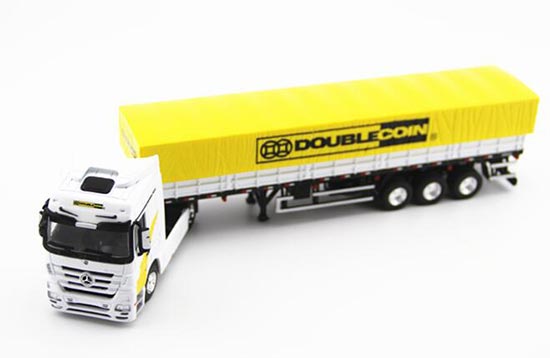 1:50 Scale Yellow-White Diecast Mercedes-Benz Semi Truck Model