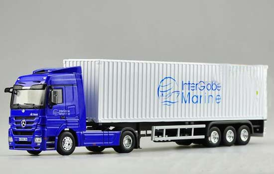 Blue 1:50 Scale Diecast Mercedes Benz Semi Truck Model