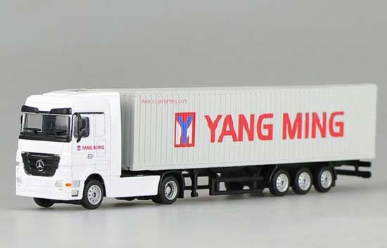 1:87 White YANG MING Diecast Mercedes Benz Semi Truck Model