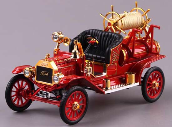 Red 1:18 Scale Diecast 1914 Ford Model A Fire Truck Model