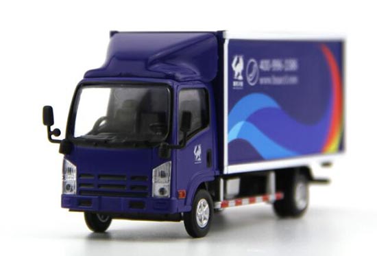 White-Blue 1:64 Scale Diecast Isuzu Box Truck Model