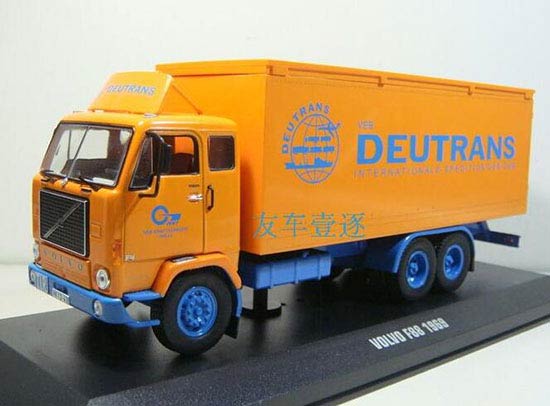 1:43 Scale IXO Yellow Diecast Volvo F88 Box Truck Model