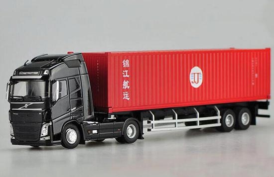 1:50 Scale Red-Black Diecast Volvo Semi Truck Model