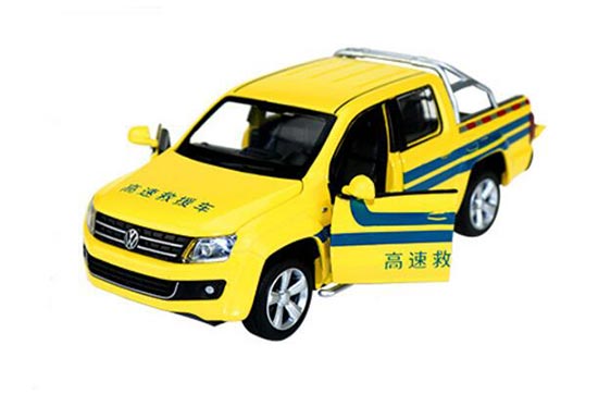 Yellow Highway Rescue 1:30 Diecast VW Amarok Pickup Truck Toy