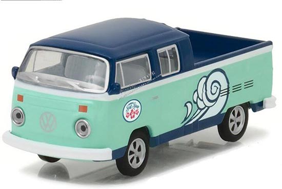 1:64 Blue Diecast VW T2 Double Cab Pickup Truck 1976 Model