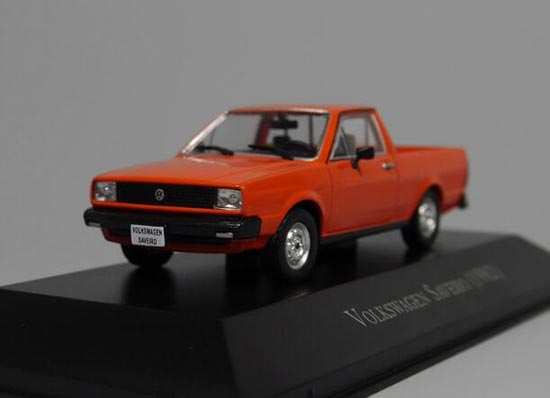 1:43 Orange Diecast Volkswagen Saveiro 1982 Pickup Truck Model