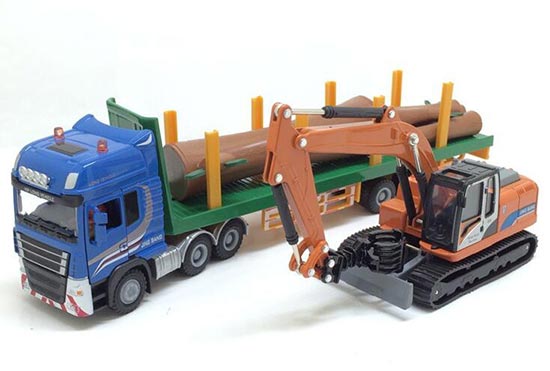 Kids Blue 1:50 Scale Diecast Stake Log Truck Toy