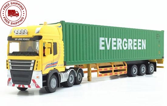 1:50 Scale EVERGREEN Yellow-Green Kids Diecast Semi Truck Toy