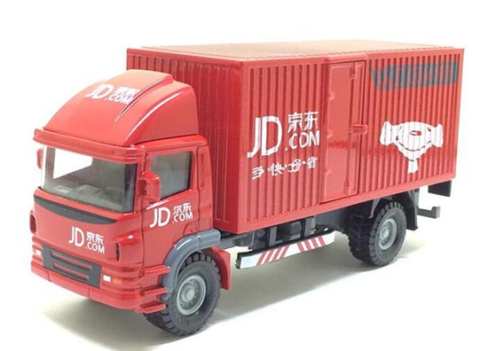 Kids 1:60 Scale Red Diecast Box Truck Toy