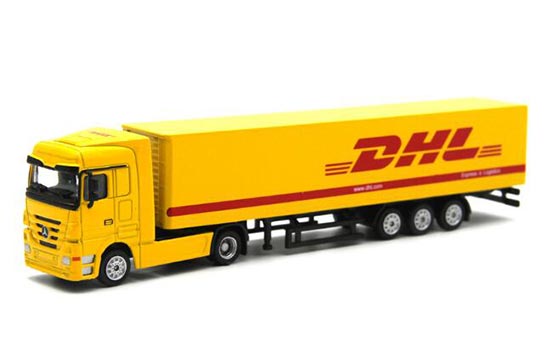 Yellow 1:87 Scale DHL Diecast Mercedes Benz Semi Truck Model