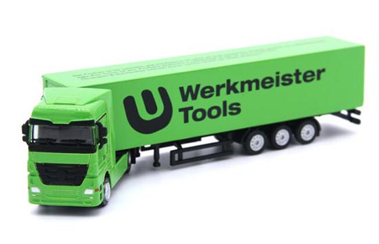 Green 1:87 Scale Werkmeister Tools Diecast Semi Truck Model