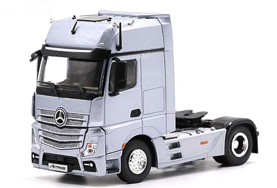 Silver 1:50 Diecast Mercedes Benz Actros Tractor Unit Model