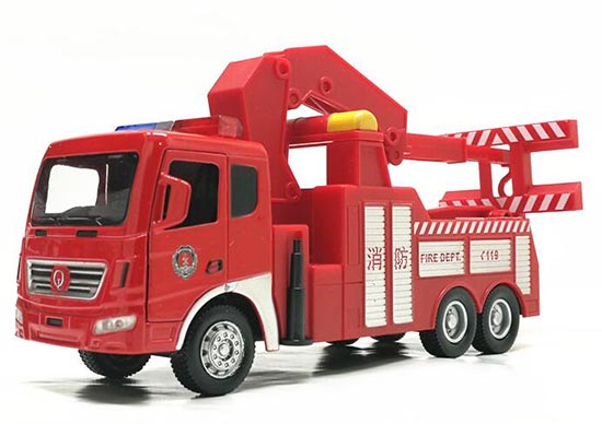 Pull-back Function Kids Red Diecast Fire Rescue Tow Truck Toy