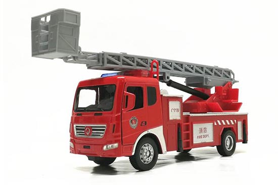 Kids Red Pull-Back Diecast Scaling Ladder Fire Engine Truck Toy
