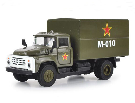 Army Green Kid Pull-Back Function Military Diecast Box Truck Toy