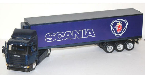 Blue 1:43 Scale Scania Diecast Trailer Container Truck Model