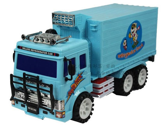Kids Blue Large Scale Plastics Refrigerated Container Truck Toy