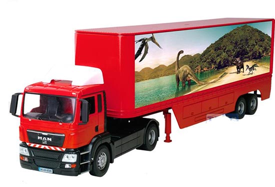 Red / White Kids 1:32 Scale Man Diecast Container Trailer Truck