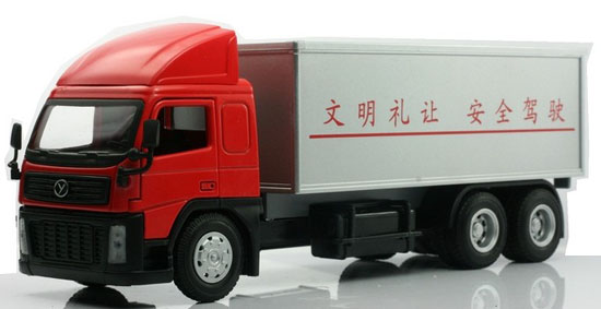 1:32 Scale Red-Silver Kids Diecast Box Truck Toy