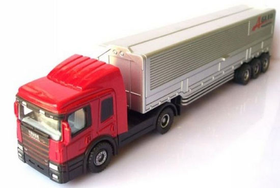 Red-Sliver 1:64 Scale Opening Style Diecast Container Truck Toy