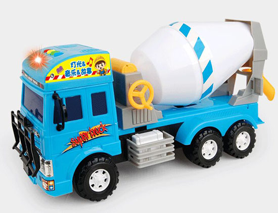 Kids Large Scale Blue Plastic Concrete Mixer Truck Toy