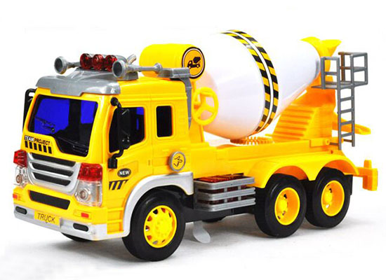 Kids Bright Yellow Diecast Concrete Mixer Truck Toy