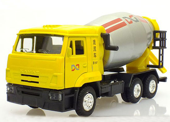 Kids Yellow-Silver Pull-Back Function Diecast Mixer Truck Toy