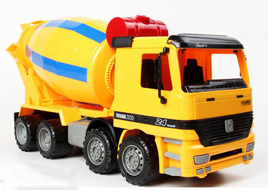 Kids Yellow Large Scale Plastic Concrete Mixer Truck Toy