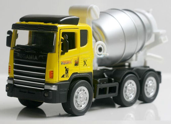 Pull-Back Function Yellow / White Diecast Concrete Mixer Truck