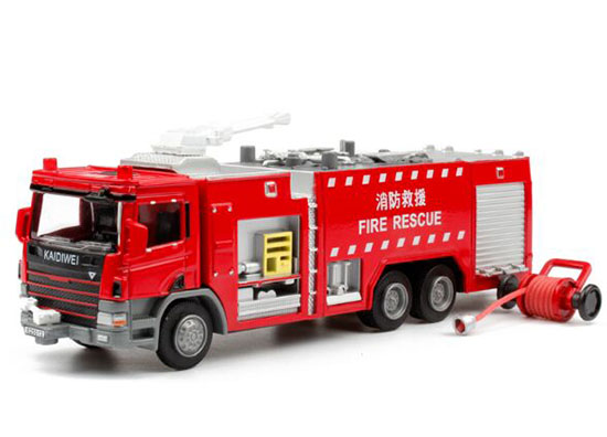 Kids Red 1:50 Scale Water Tank Diecast Fire Truck Toy