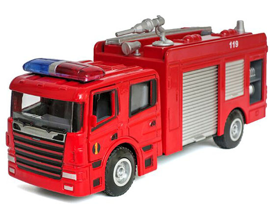 1:50 Scale Kids Red Water Tank Diecast Fire Truck Toy