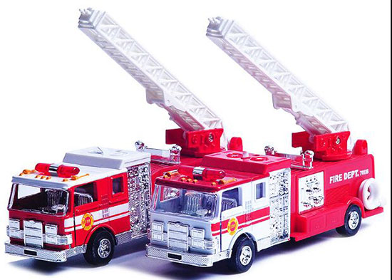 Red / White Kids Scaling Ladder Diecast Fire Truck Toy