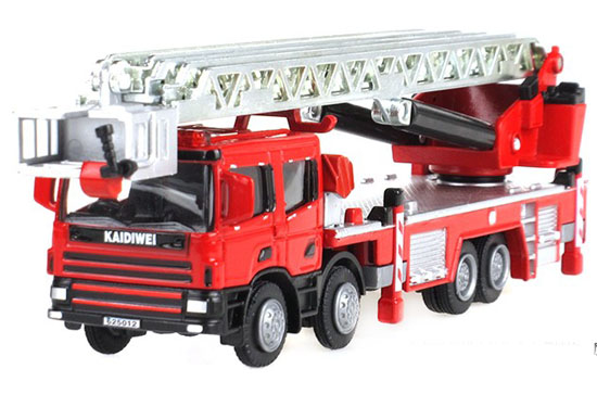 Kids 1:50 Scale Red Diecast Scaling Ladder Fire Truck Toy
