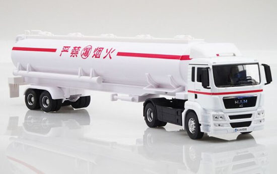 Kids White 1:32 Scale MAN Diecast Oil Tank Truck Toy