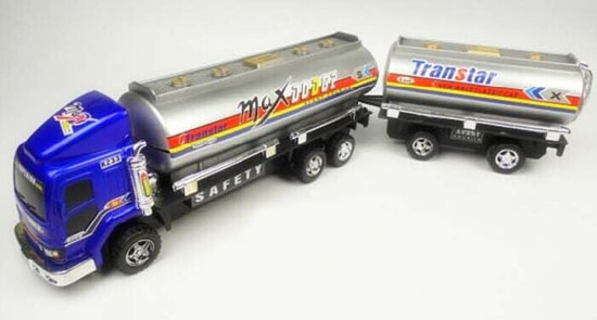 Blue-Silver Kids Large Scale Plastic Oil Tank Truck Toy