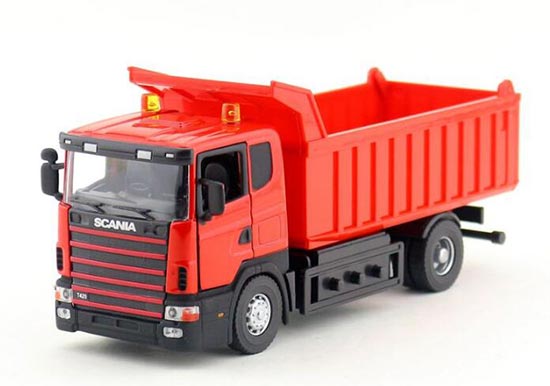 Kids 1:43 Scale Red / Yellow Diecast SCANIA Dump Truck Toy